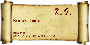 Kerek Imre névjegykártya